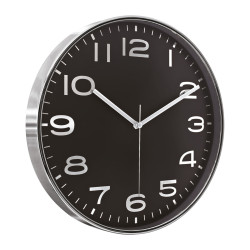 HADES406 SİYAH-GÜMÜŞ METALİZE ÇERÇEVE DUVAR SAATİ(380 MM)