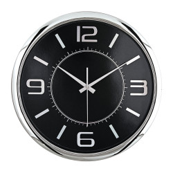HELLEN404 SİYAH-GÜMÜŞ METALİZE ÇERÇEVE DUVAR SAATİ (420MM)