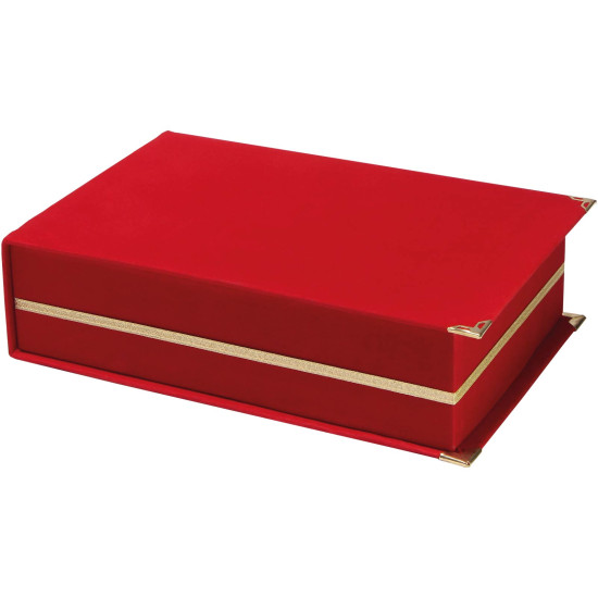 KAŞMİR KIRMIZI KADİFE PLAKET KUTUSU (16X28 CM)